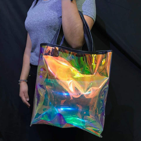 Bolsa grande holográfica efecto burbuja